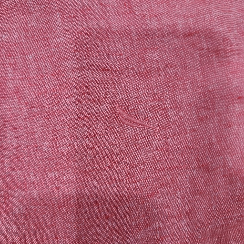 Nautica Mens XL 100% Linen Coral Pink Short Sleeve Button Up Shirt - Picture 7 of 7